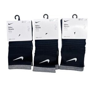 3 Nike Spark Running Socks Black Dri-FIT Cushioned Ankle M 6-7.5 W 7.5-9 lot
